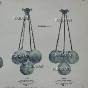 Petitot & Muller : Franse 1930 art deco hanglamp