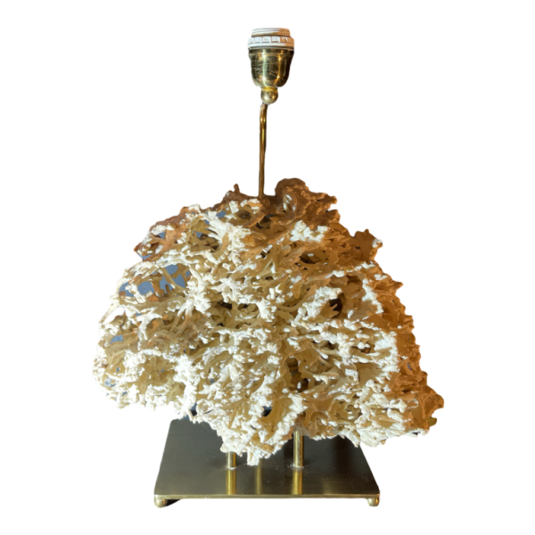 Willy Daro (attr) Koraal lamp Hollywood Regency, verguld bronzen voet ,1970s