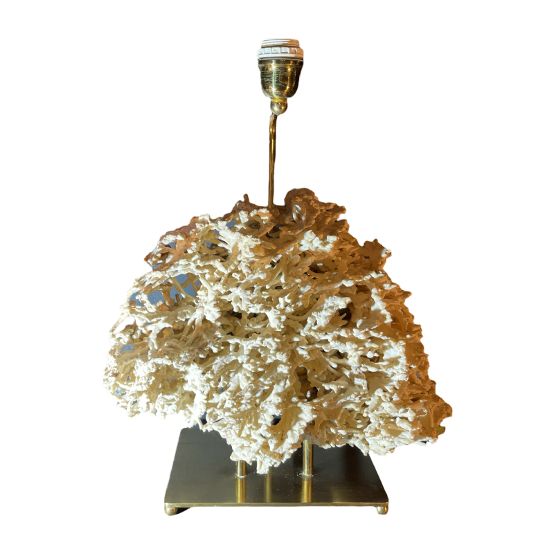 Willy Daro (attr) Lampe " Corail " Hollywood Regency, socle bronze dore´ 1970s