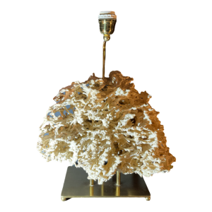 Willy Daro (attr) Koraal lamp Hollywood Regency, verguld bronzen voet ,1970s