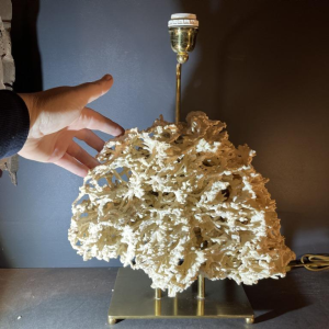 Willy Daro (attr) Koraal lamp Hollywood Regency, verguld bronzen voet ,1970s