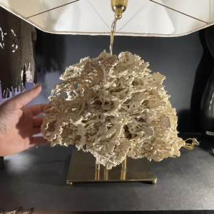 Willy Daro (attr) Koraal lamp Hollywood Regency, verguld bronzen voet ,1970s