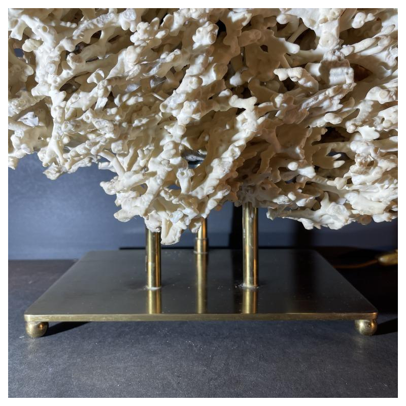 Willy Daro (attr) Koraal lamp Hollywood Regency, verguld bronzen voet ,1970s