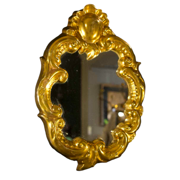 Jules GUERIN / Grès de Bouffioulx - miroir doré Louis XV en céramique, ca 1960