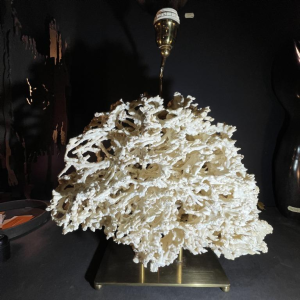 Willy Daro (attr) Koraal lamp Hollywood Regency, verguld bronzen voet ,1970s