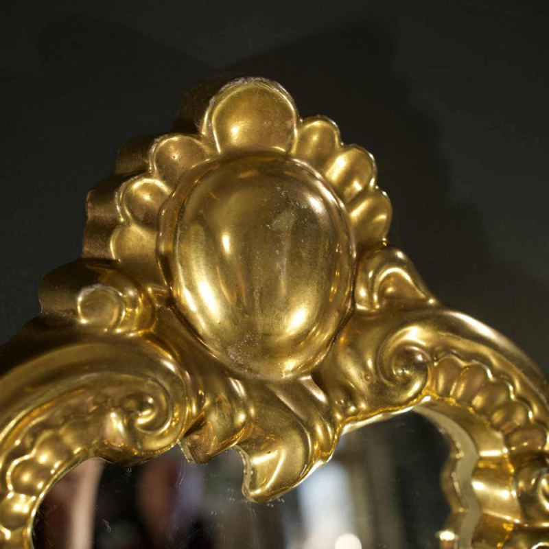 Jules GUERIN / Grès de Bouffioulx - miroir doré Louis XV en céramique, ca 1960