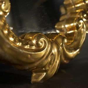 Jules GUERIN / Bouffioulx stoneware - Louis XV gilded ceramic mirror, ca 1960