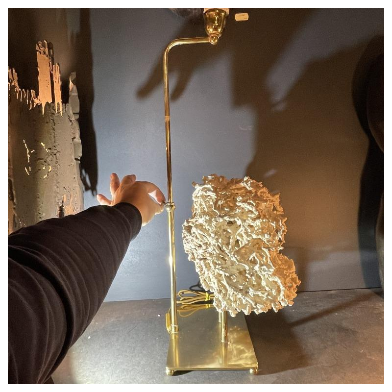 Willy Daro (attr) Koraal lamp Hollywood Regency, verguld bronzen voet ,1970s