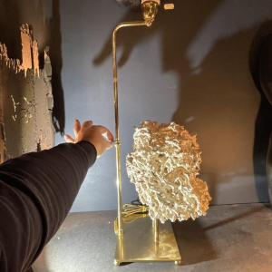 Willy Daro (attr) Koraal lamp Hollywood Regency, verguld bronzen voet ,1970s