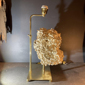 Willy Daro (attr) Koraal lamp Hollywood Regency, verguld bronzen voet ,1970s