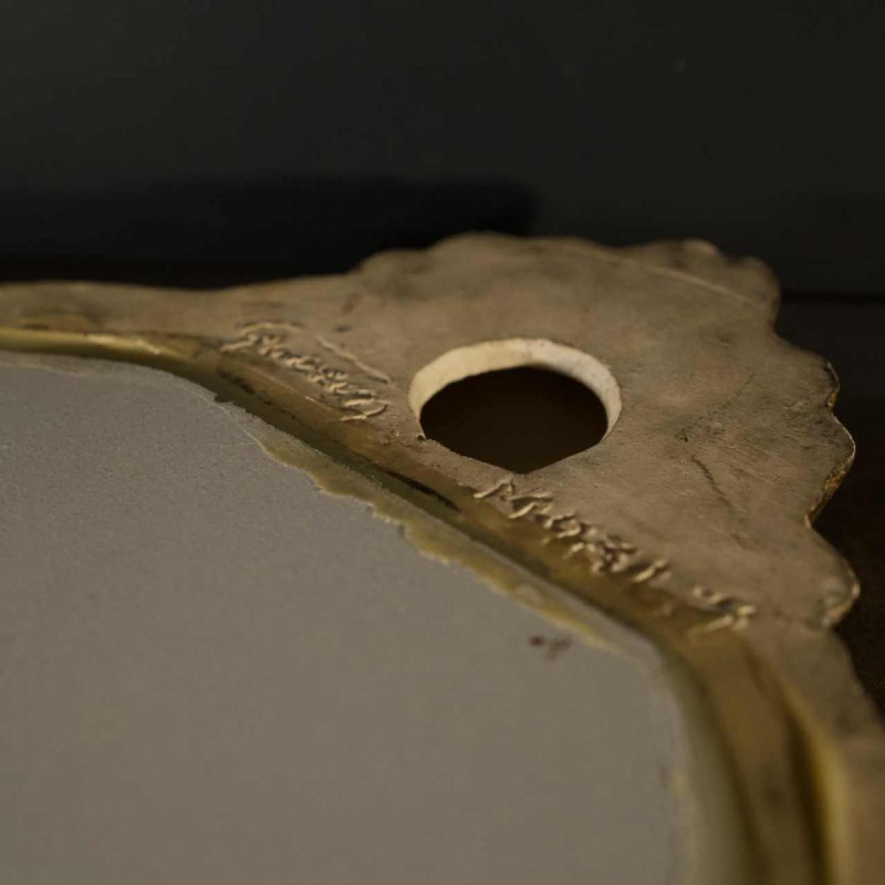 Jules GUERIN / Bouffioulx stoneware - Louis XV gilded ceramic mirror, ca 1960