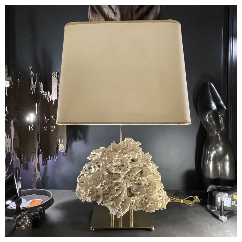 Willy Daro (attr) Koraal lamp Hollywood Regency, verguld bronzen voet ,1970s