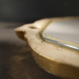 Jules GUERIN / Grès de Bouffioulx - miroir doré Louis XV en céramique, ca 1960