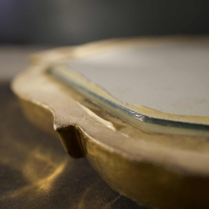 Jules GUERIN / Grès de Bouffioulx - miroir doré Louis XV en céramique, ca 1960