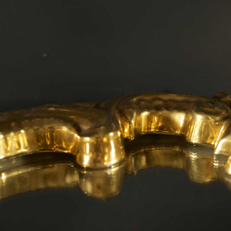 Jules GUERIN / Grès de Bouffioulx - miroir doré Louis XV en céramique, ca 1960