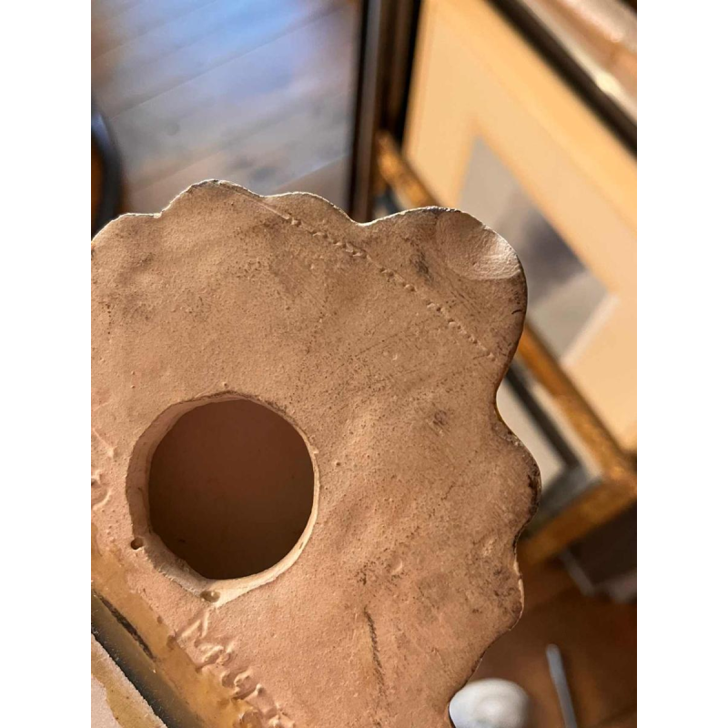 Jules GUERIN / Bouffioulx stoneware - Louis XV gilded ceramic mirror, ca 1960