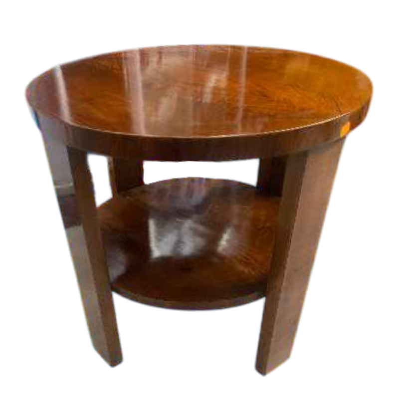 Table basse ronde ou guéridon Art Déco en noyer