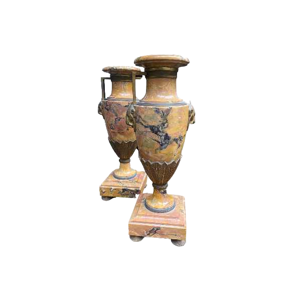 Pair of marble cassolettes