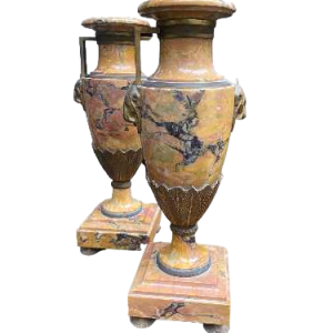 Pair of marble cassolettes