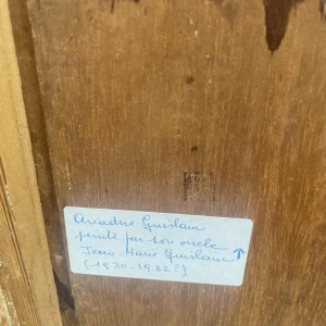 Guislain Jean Marie, painting Portrait of a little girl and her dog oil on panel, ca 1930