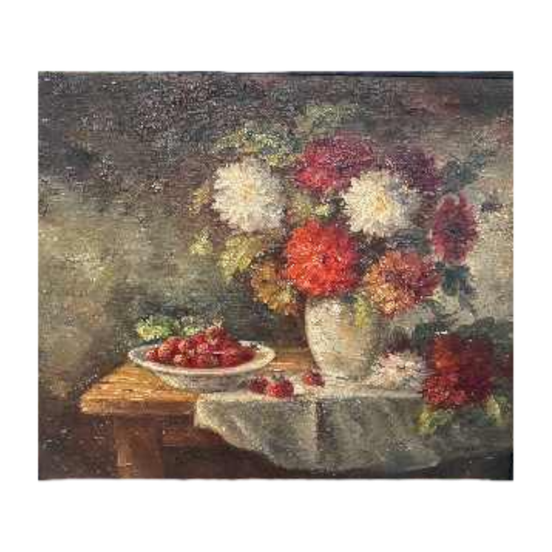 Tableau de fleurs "nature morte" huile sur toile signée, 20ème siècle