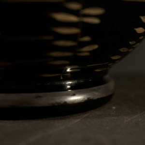 Michel Herman, Art Deco glass lamp base with silver fish decoration, ca 1930