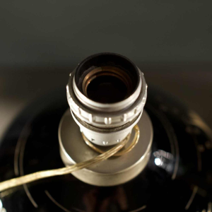 Michel Herman, Art Deco glass lamp base with silver fish decoration, ca 1930