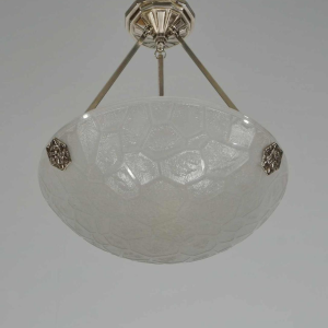 Noverdy : suspension art déco en verre gravé à l'acide, France 1930