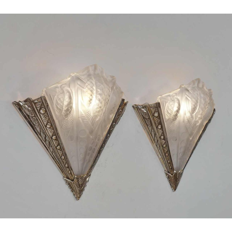 NOVERDY : paire d'appliques art déco , 1930 france