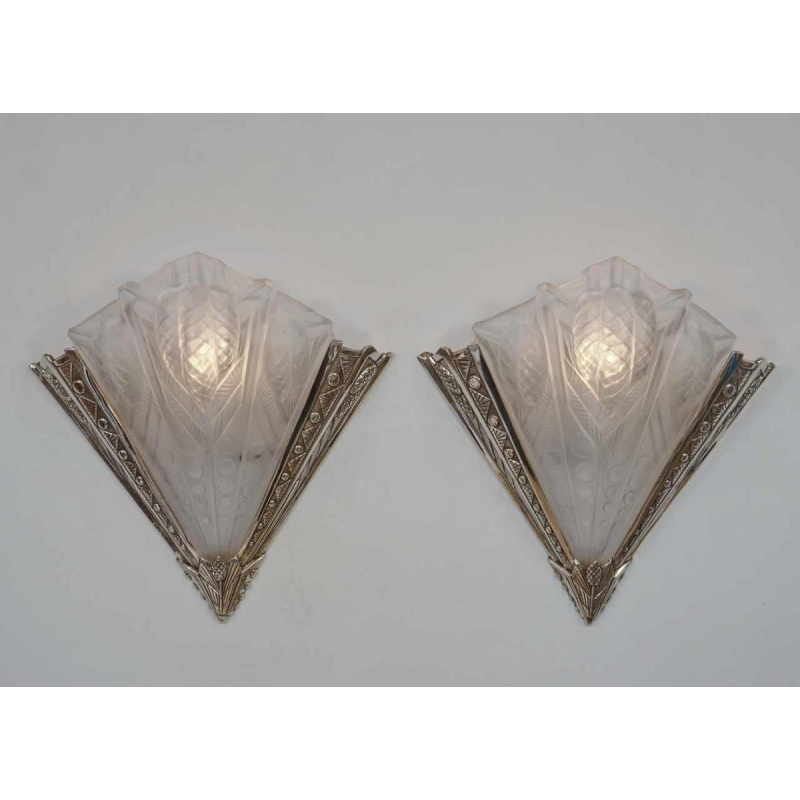 NOVERDY : paire d'appliques art déco , 1930 france