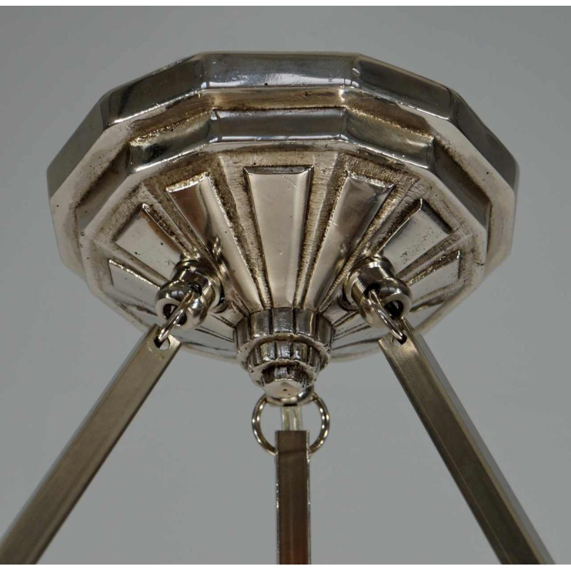 Noverdy : suspension art déco en verre gravé à l'acide, France 1930