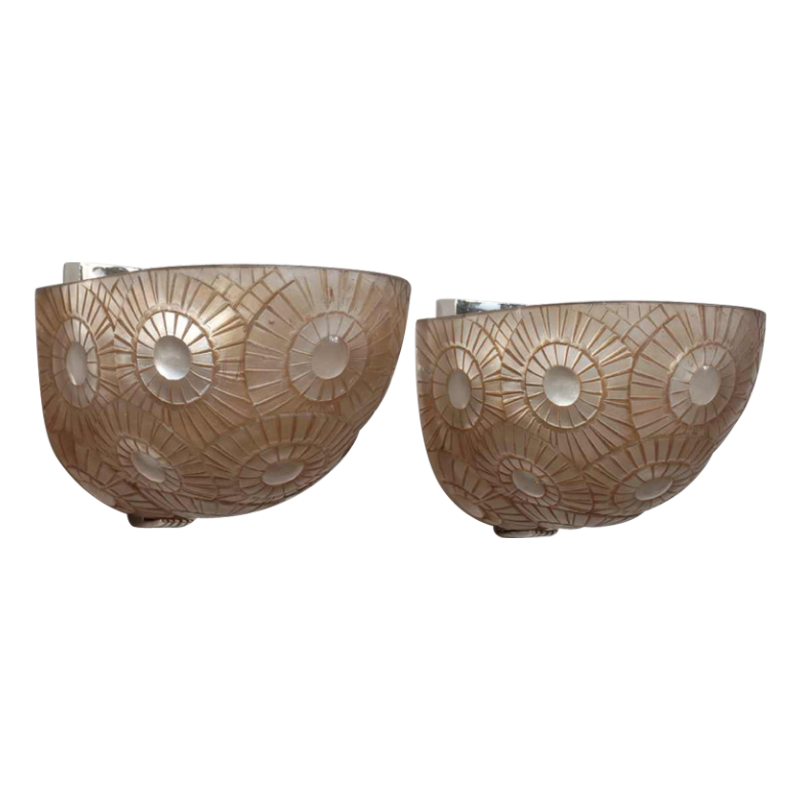 Simonet frères : paire d'appliques art deco, 1930 France
