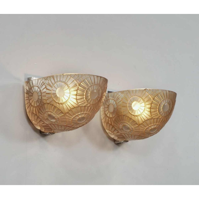 Simonet frères : paire d'appliques art deco, 1930 France