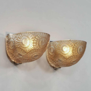 Simonet frères : exceptional pair of French art deco wall sconces, 1930 France
