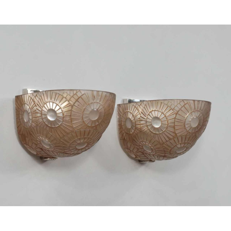 Simonet frères : paire d'appliques art deco, 1930 France