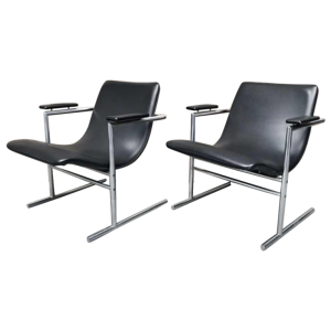 RUDI VERELST "OSLO" for NOVALUX, Pair of chromed metal armchairs, ca 1965