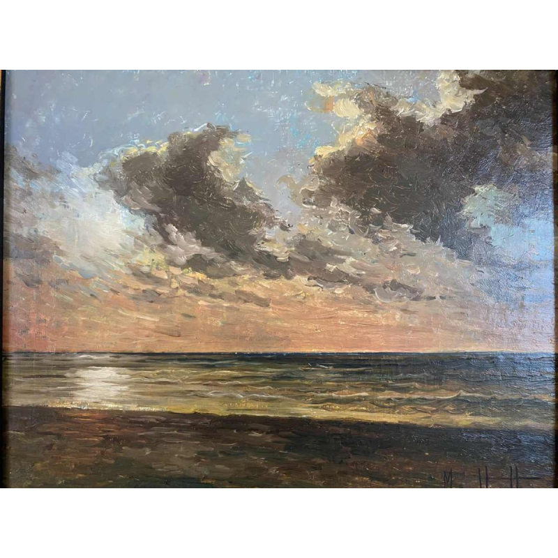 Marcel Leruth "Soir à Ostende", tableau huile sur toile, XXe s