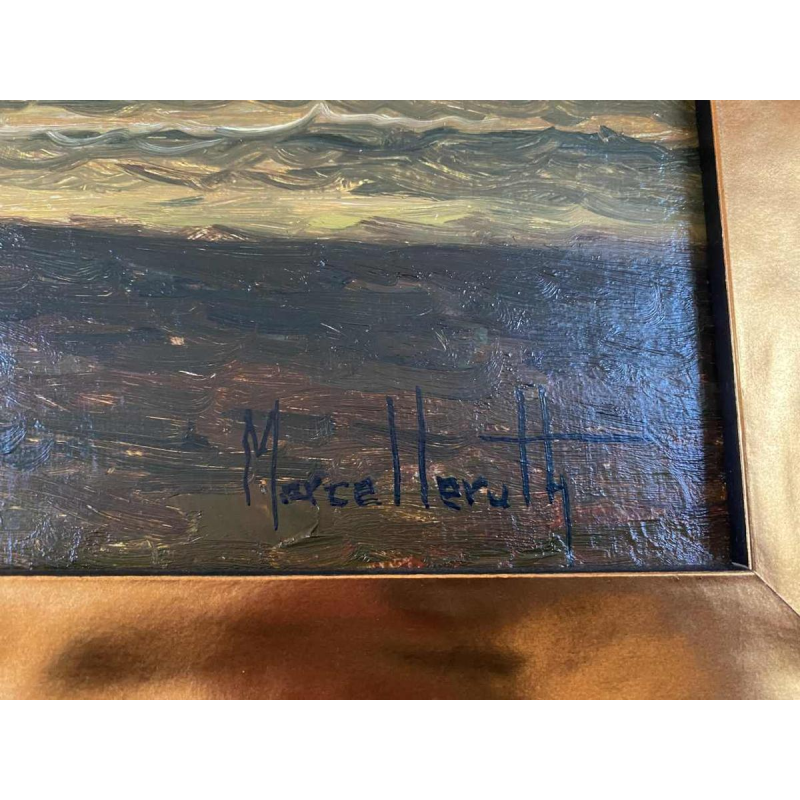 Marcel Leruth "Soir à Ostende", tableau huile sur toile, XXe s