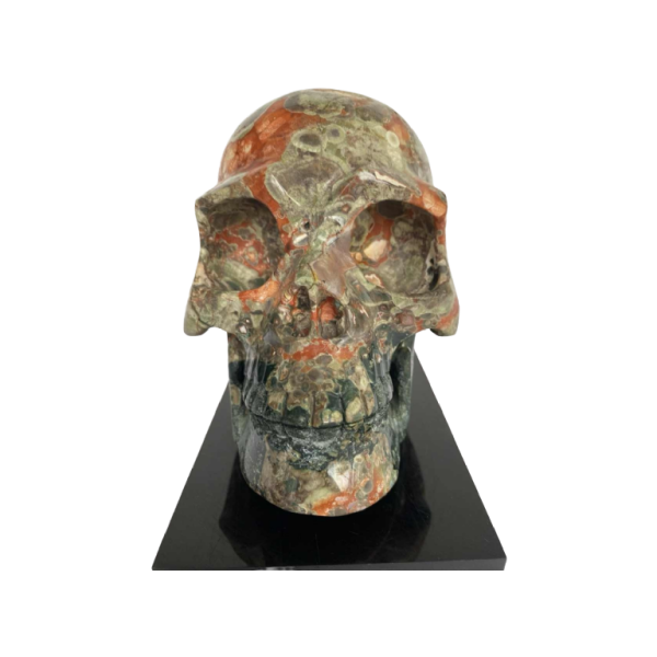 Vanitas' sculptuur van een schedel van paddenstoeljaspis, 21e eeuw