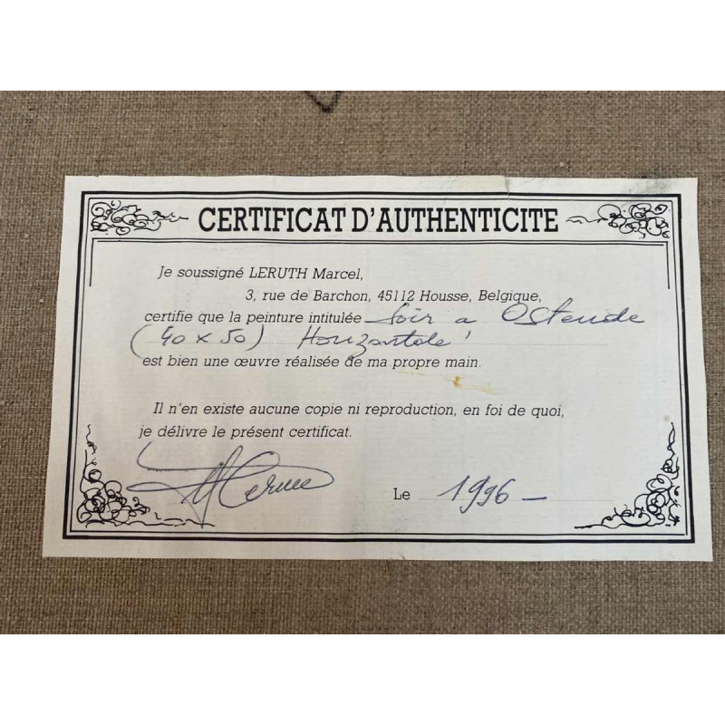 Marcel Leruth “Avond in Oostende”, olieverf op doek, 20e eeuw