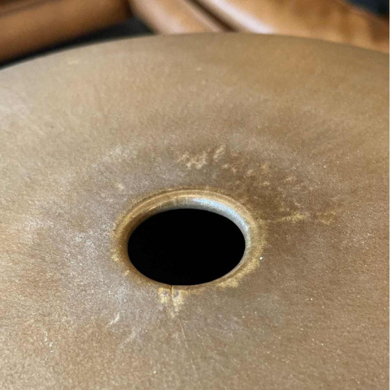 ANTONIO LAMPECCO, large (50cm) brown ceramic ball vase, subtle crystallised glaze, 1983