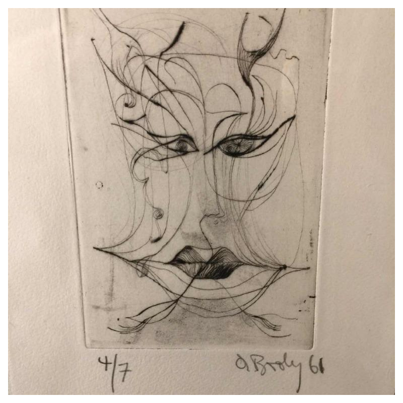 Anne Body " Jézabel " 1961, gravure expressionniste surréaliste sur papier, 4/7