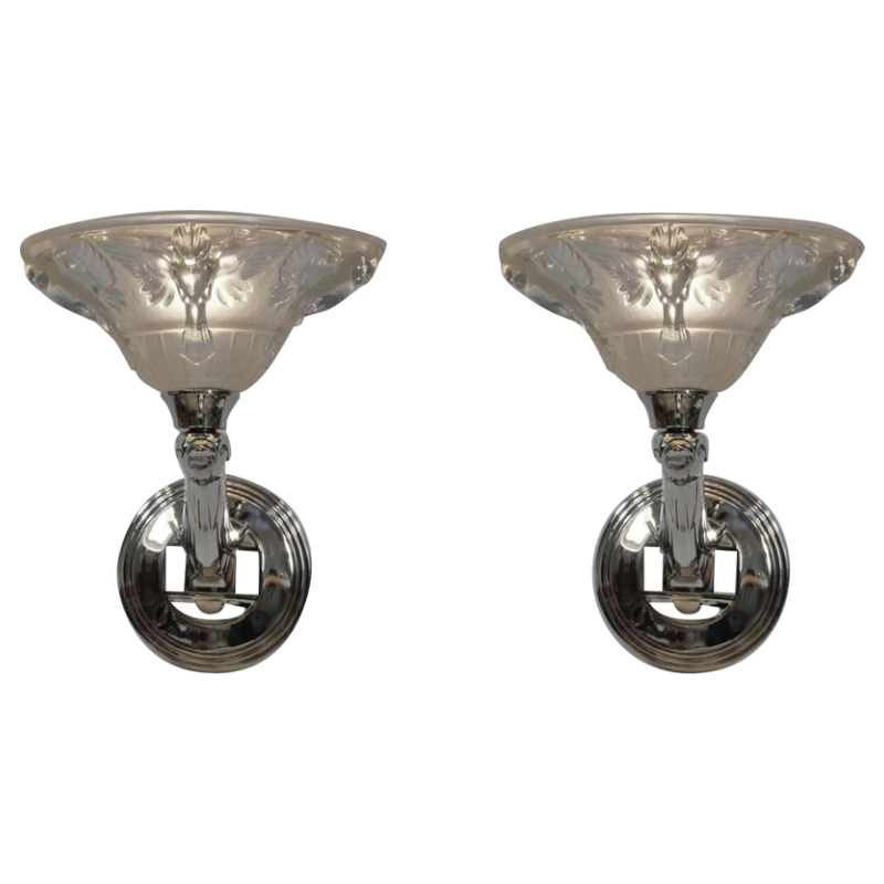 Boris Lacroix : een paar Franse 1935 art deco wandlampen