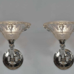 Boris Lacroix : een paar Franse 1935 art deco wandlampen