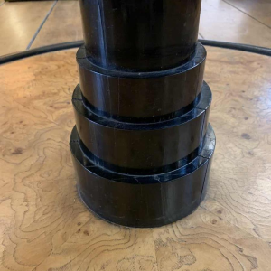 De Coene (attributed) Round Rotating Art Deco Coffee Table, Maple Burl & Ebony