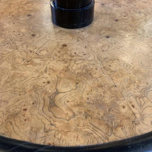 De Coene (attributed) Round Rotating Art Deco Coffee Table, Maple Burl & Ebony