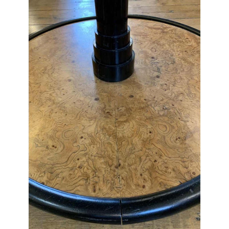 De Coene (toegeschreven) Ronde roterende art deco salontafel, esdoorn, ebbenhout