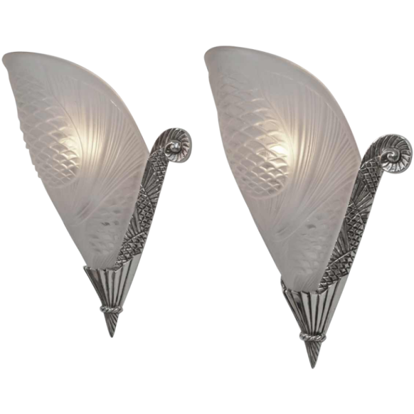 L.VANDAMME & DEGUÉ : paire d'appliques art deco, 1930 France