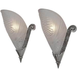 L.Vandamme & Degué : een paar Franse 1930 art deco wandlampen