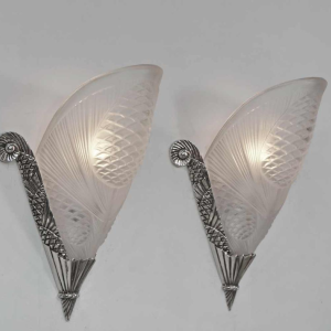L.VANDAMME & DEGUÉ : paire d'appliques art deco, 1930 France